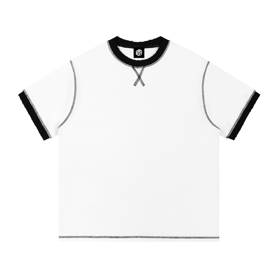 Boxcey Blank - Contrast-Stitched Cotton T-Shirt