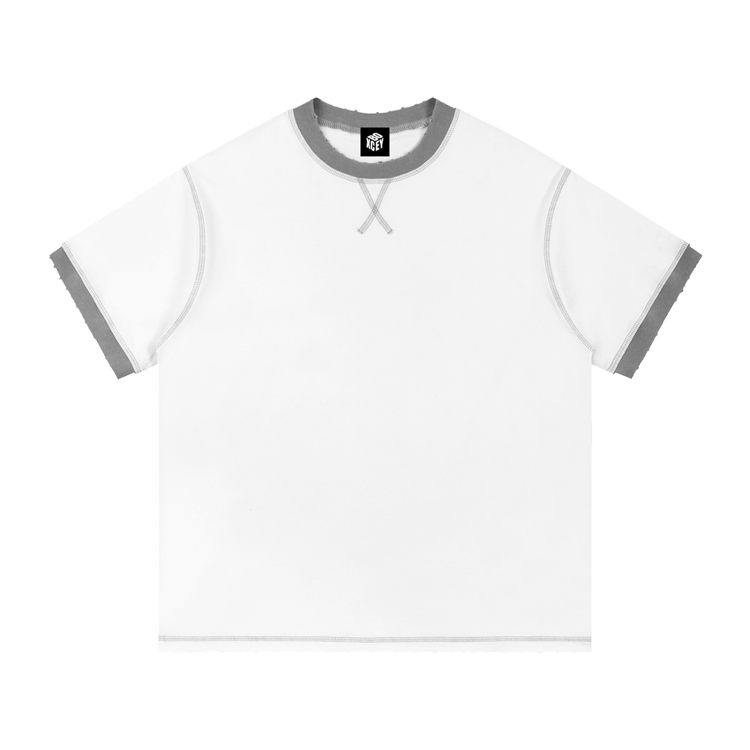 Boxcey Blank - Contrast-Stitched Cotton T-Shirt