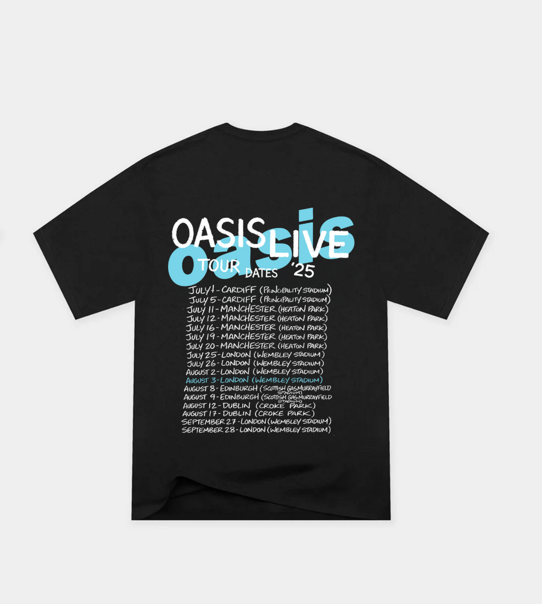Oasis Jon Tour List Faded Black Tee