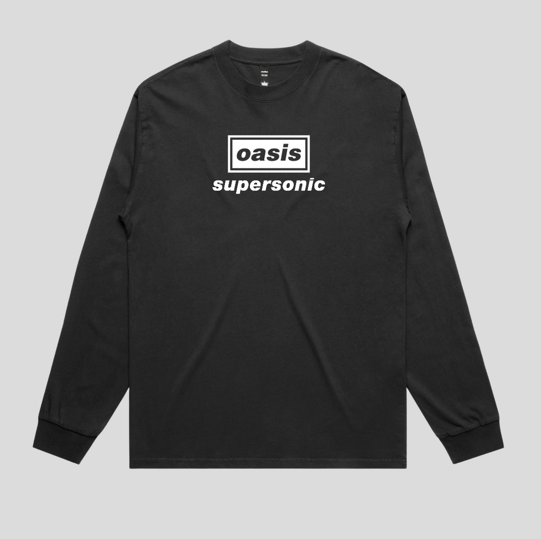 Oasis Jon Supersonic Faded Black Long Sleeve Tee