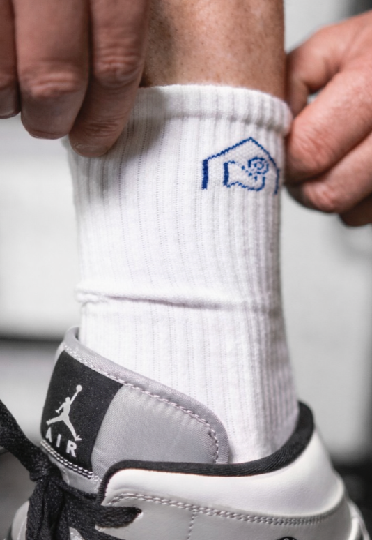 STOCK MUSCLE SHED SOCKS - BLUE LOGO